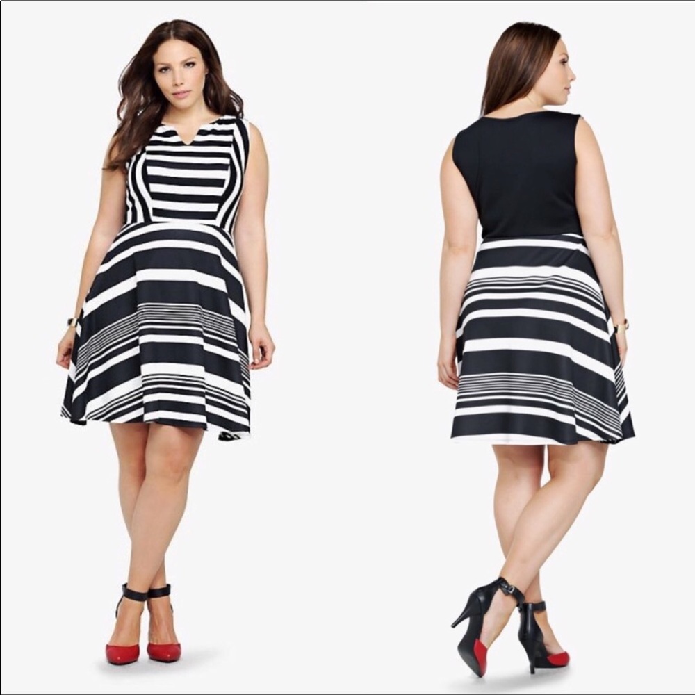 Torrid Black White Striped Dress